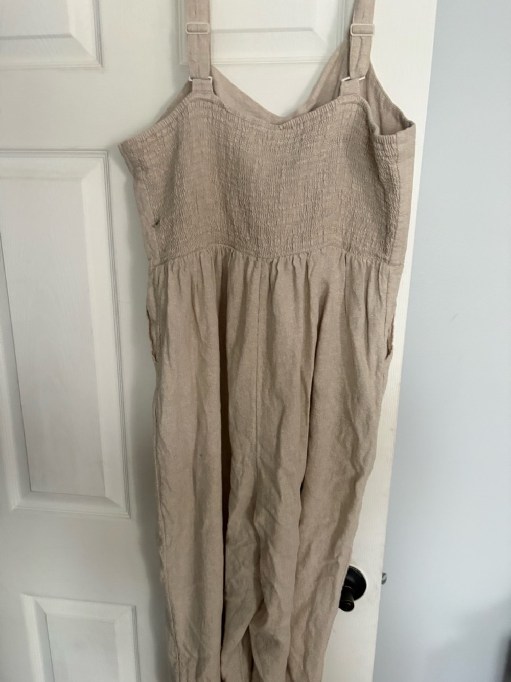 Old Navy Natural Beige Linen-Feel Strappy Jumpsuit - Picture 2 of 3